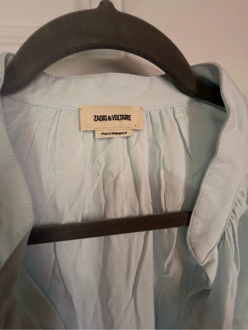 Zadig & Voltaire Pale Blue V-Neck Long-Sleeve Blouse